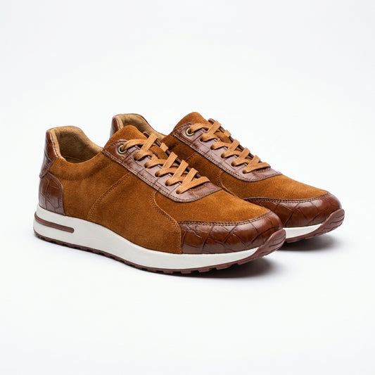 Sneakers homme camel marron vue 3/4 – chaussures tendance Maroc