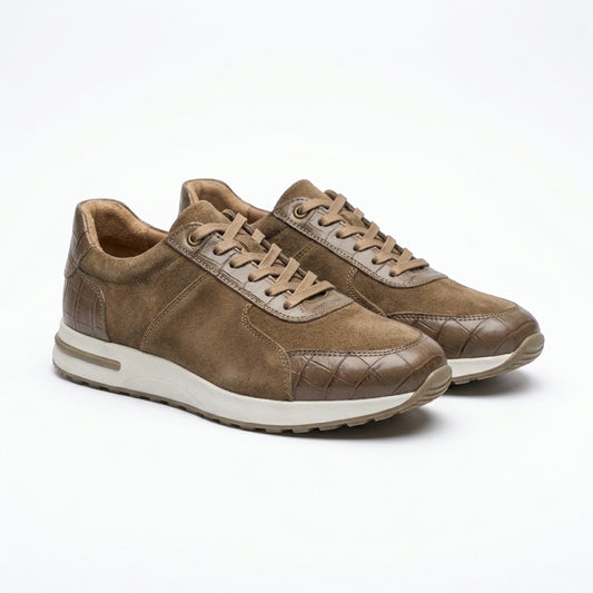 Sneakers homme taupe marron vue 3/4 – chaussures casual chic Maroc