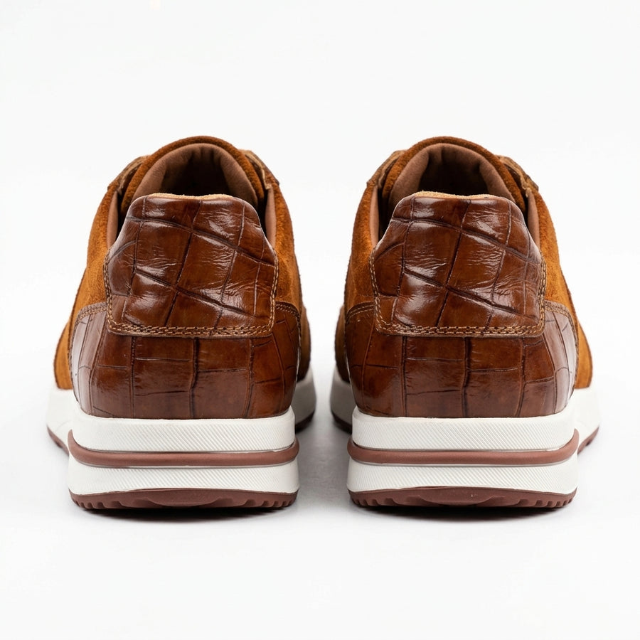 Sneakers Homme Effet Daim & Cuir Texturé Camel