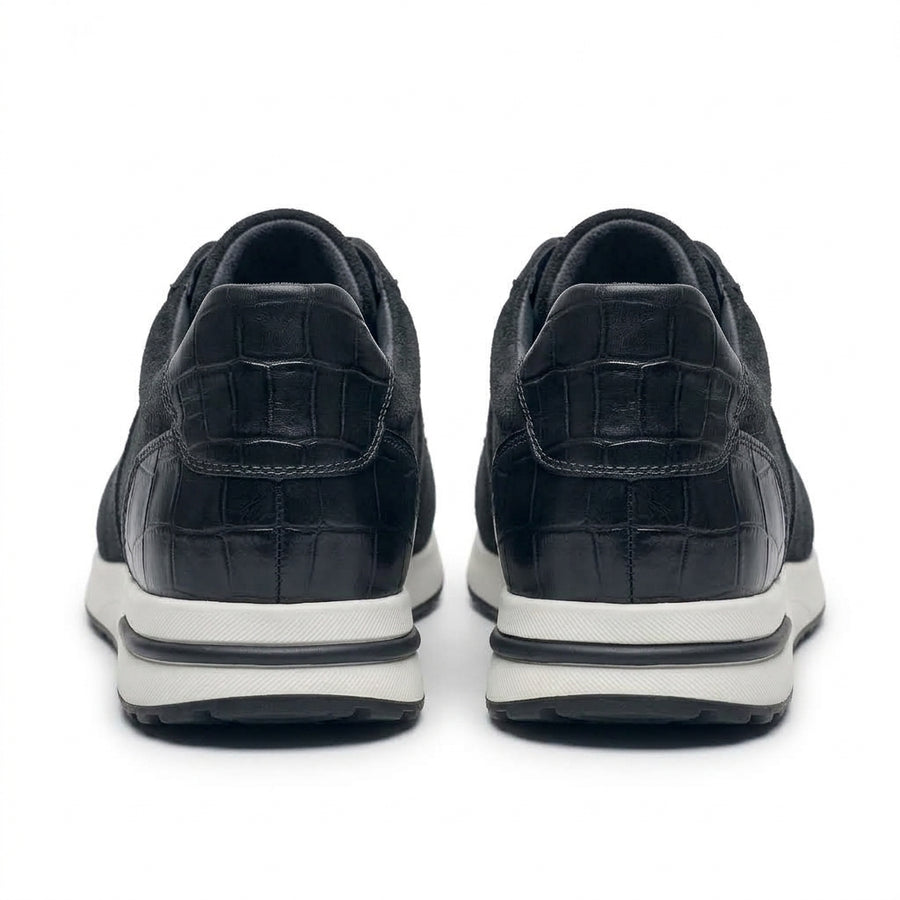 Sneakers Homme Effet Daim & Cuir Texturé Noir
