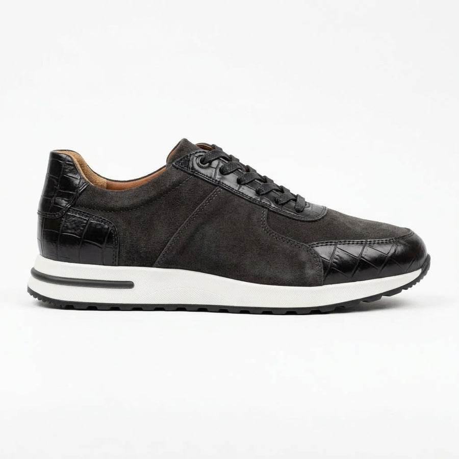 Sneakers Homme Effet Daim & Cuir Texturé Noir
