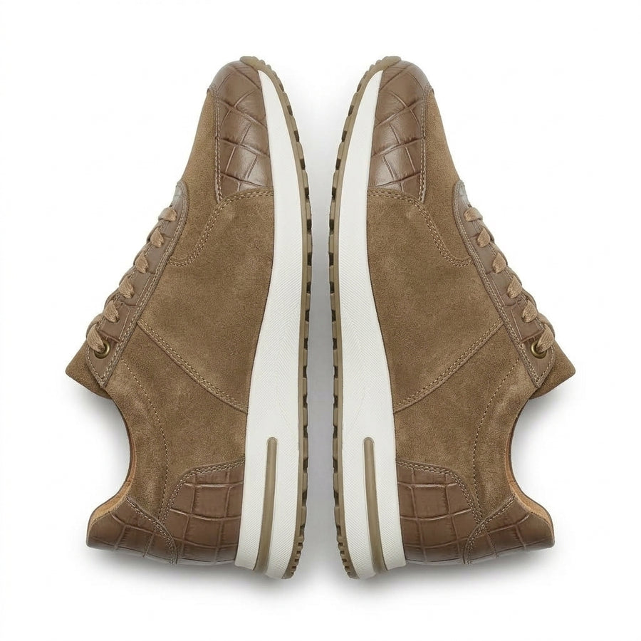 Sneakers Homme Effet Daim & Cuir Texturé Taupe